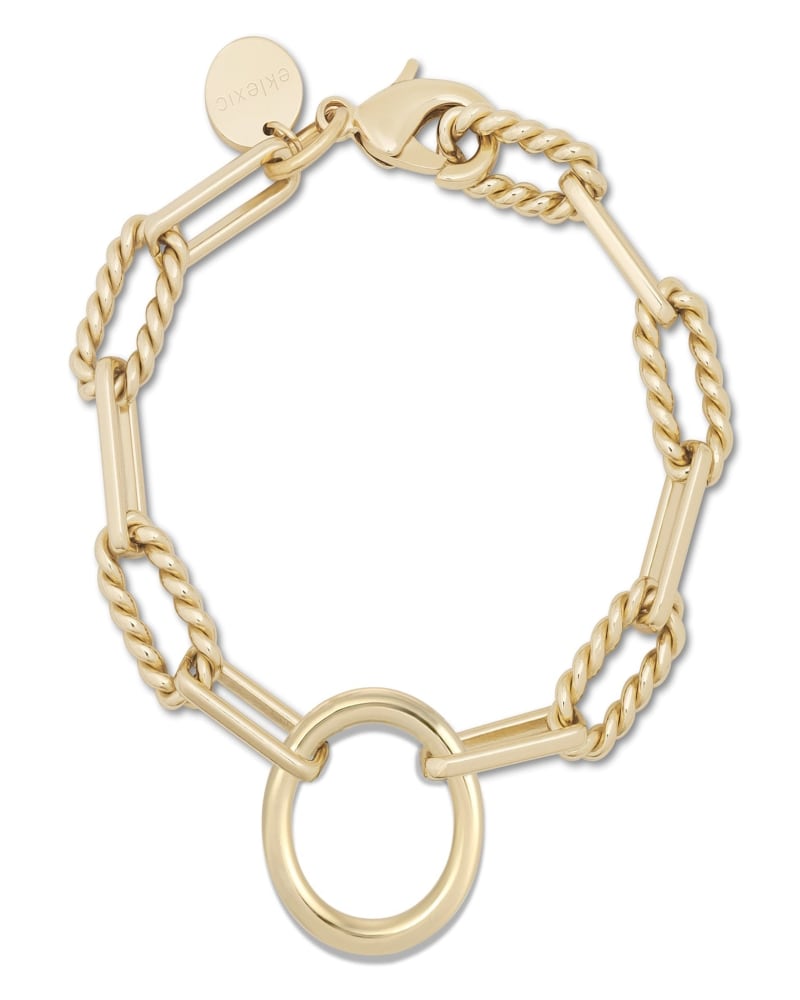 Front of a size 7.5" Eliza Bracelet 7.5" Gold in Gold by Eklexic. | dia_product_style_image_id:283120